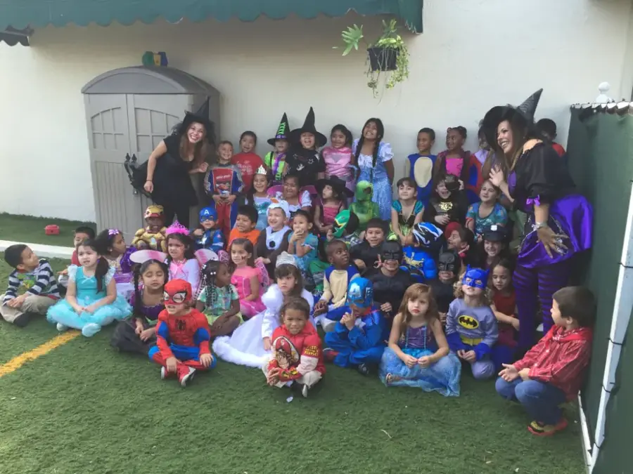 Whole school in Halloween costumes